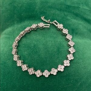 Faux Van Cleef Elegant Silver Floral Bracelet